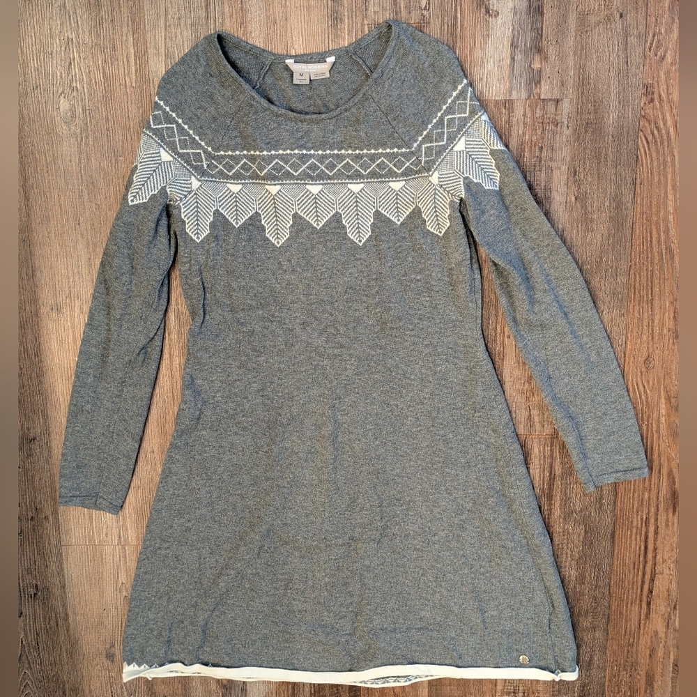 Royal Robbins Wool All Season Sweater Dress Long Sleeve White Gray Size M